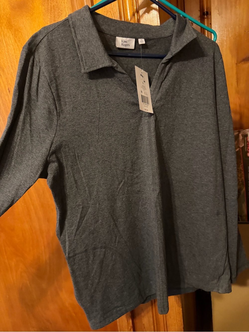 Kim Rogers women’s Long-Sleeve Polo in Dark Gray